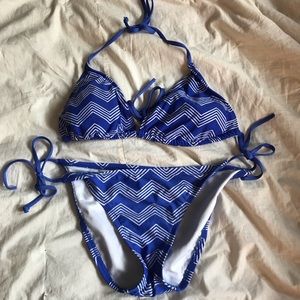 Blue Chevron Mossimo Bikini Swimsuit (L/XL)